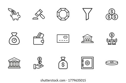 Simple set of finance related outline icons. Elements for mobile concept and web apps. Thin line vector icons for website design and development, app development. Premium pack.