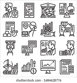 Conjunto simple de iconos de línea de vectores relacionados con las finanzas