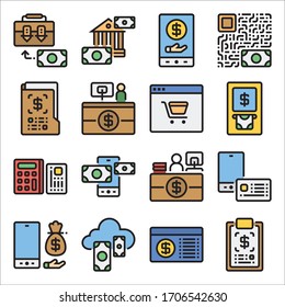 Simple Set of Finance Related Vector Line Icons Color