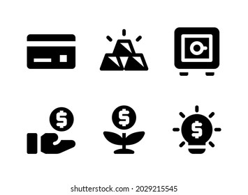 Einfache Set von finanzbezogenen Vektor Solid Icons. Enthält Symbole wie Kreditkarte, Gold Bricks, Vault, Einkommen und mehr.