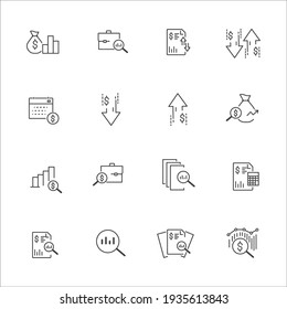 Simple Set of Financial Analytics Related Vector Line Icons. Contains such Icons as Gainers and Losers, Portfolio Analysis, Financial Report and more.