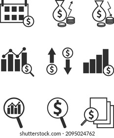 Simple Set of Financial Analytics Related Vector Line Icons. Contains such Icons as Gainers and Losers, Portfolio Analysis, Financial Report and more.