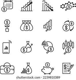 Simple set of financial icon vector. Financial Reports money.