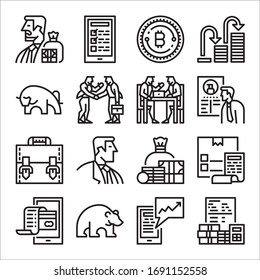 Conjunto simple de iconos de línea de vector relacionados con el financiero