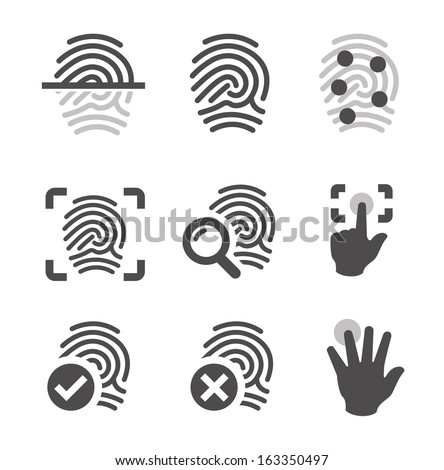 Simple set of fingerprint related vector icons for your design.