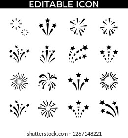 Simple Set of Fireworks Happy New Year Vector Line an Fill Icons