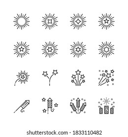 Simple Set of Fireworks Line  Icons  Vector Illustration , celebration, holiday, party
