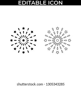 Simple Set of Fireworks Party Vector Line and Fill Icons