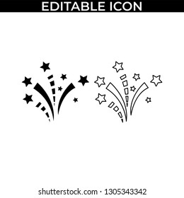 Simple Set of Fireworks Party Vector Line and Fill Icons