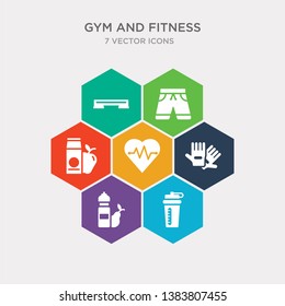 simple set of fitness drink, fitness food, fitness gloves, heart icons, contains such as icons nutrition, shorts, step and more. 64x64 pixel perfect. infographics vector