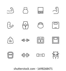 Simple set of Fitness icons in trendy line style. Modern vector symbols, isolated on a white background. Linear pictogram pack. Line icons collection for web apps and mobile concept.
