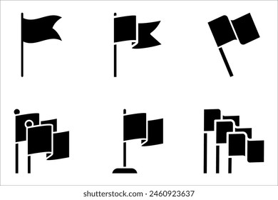 Einfache Gruppe von Flaggen-Symbolen. Enthält solche Icons wie Errungenschaft, Sieg, Vektorillustration auf weißem Hintergrund