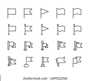Simple set of flag icons in trendy line style. Modern vector symbols, isolated on a white background. Linear pictogram pack. Line icons collection for web apps and mobile concept.