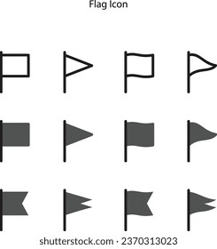 Simple Set of Flag Related Vector Line Icons. Editable Stroke.