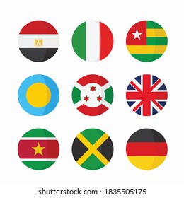 Simple Set Flags Vector Color Icons. Color with Editable stroke