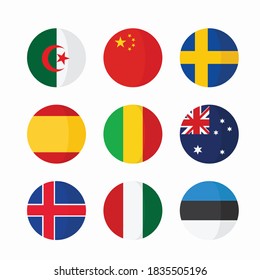 Simple Set Flags Vector Color Icons. Color with Editable stroke