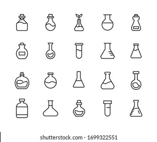 Conjunto simple de iconos de frasco en estilo de línea de moda. Símbolos vectoriales modernos, aislados en un fondo blanco. Envase para pictogramas lineales. Colección de iconos de línea para aplicaciones web y concepto móvil.
