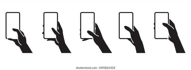Simple set of Flat icon Scroll down phone. Scrolling screen sign. Swipe page, Finger gesture in smartphone screen, flat icon of finger tuching and scrolling phone vector in transparent background.