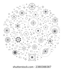 Simple Set of flower and Botanical Related Vector Line Illustration. Contains such Icons as floral, nature, bouquets, flowers, bloom and Other Elements. Modern style line drawing