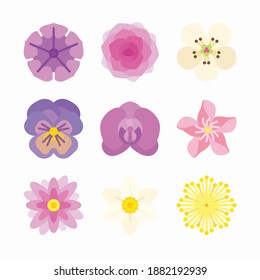 Simple Set Flowers Vector Color Icons. Color with Editable stroke