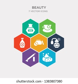simple set of foam, pencils, perfume, powder icons, contains such as icons shampoo, tea, wipes and more. 64x64 pixel perfect. infographics vector