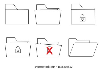 Simple Set of Folders Related Vector Line Icons. Contains such Icons as Repository, Sync, Network Folder and line draw icon