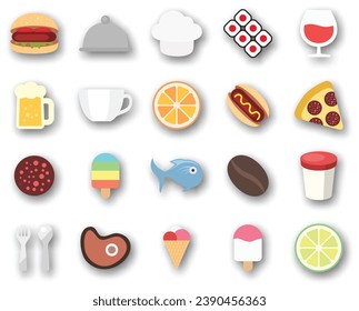 simple set food icon illustration style flat