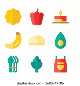 Iconos de color del vector de alimentos simples