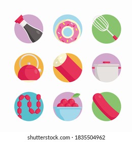 Iconos de color del vector de alimentación simple