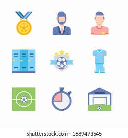 Simple Set Football Soccer Vector Color Icons