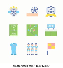 Simple Set Football Soccer Vector Color Icons