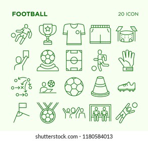 Simple Set of Football. Vector Line Icons. Editable Stroke.