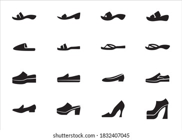 Simple Set of footwear shoes and sandals Related Vector icon graphic design template