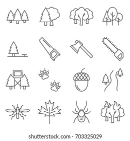 Simple Set of forest Related Vector Line Icons. Contains such Icons as forest, trees, oak, acorn and more.    