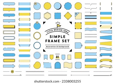 Un simple conjunto de marcos.
Las ilustraciones incluyen diseños de títulos, llamadas, cintas, etiquetas, líneas, decoraciones, etc.