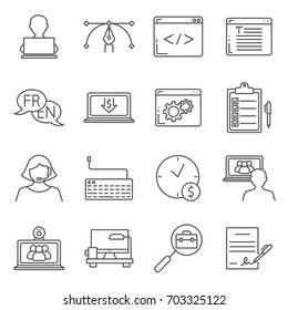 Simple Set of freelance work Related Vector Line Icons. Contains such Icons as remote work, profession, freelancer and more. 