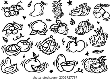 Simple set of fruit related vector line icons
