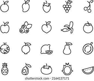 Simple Set of Fruits Related Vector Line Icons