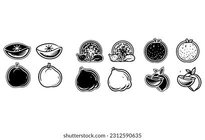 Simple Set of Fruits Related Vector Line Icons,Fruit icon collection - vector illustration,