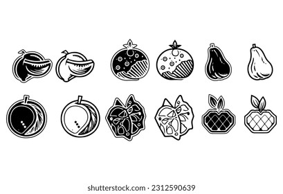 Simple Set of Fruits Related Vector Line Icons,Fruit icon collection - vector illustration,