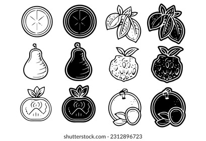 Simple Set of Fruits Related Vector Line Icons,Fruit icon collection - vector illustration,