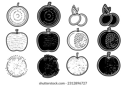 Simple Set of Fruits Related Vector Line Icons,Fruit icon collection - vector illustration,