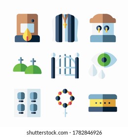 Iconos de color de los vectores funerales de conjunto simple