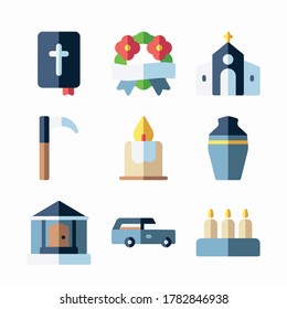 Simple Set Funeral Vector Color Icons