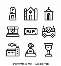 Simple Set Funeral Vector line Icons
