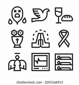 Simple Set Funeral Vector line Icons. Line with Editable stroke