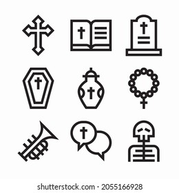 Simple Set Funeral Vector line Icons. Line with Editable stroke