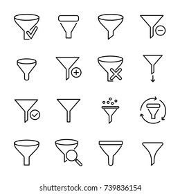 Simple set of funnel related outline icons. Elements for mobile concept and web apps. Thin line vector icons for website design and development, app development. Premium pack.