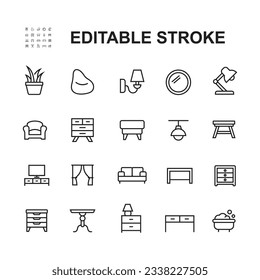 Simple Set of Furniture Related Vector Line Icons.