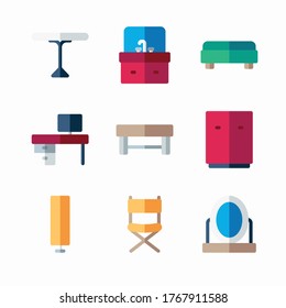Simple Set Furniture Vector Color Icons. Color with Editable stroke